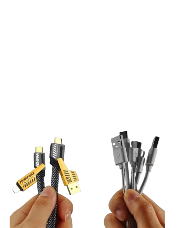 USB-C ve Lightning Uyumlu 4'ü 1 Arada Kablo – 65W Hızlı Şarj, Örgülü Dayanıklı Yapı