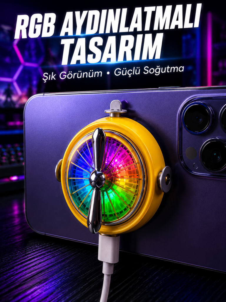 RGB Işıklı Manyetik Telefon Oyun Soğutucu Fan