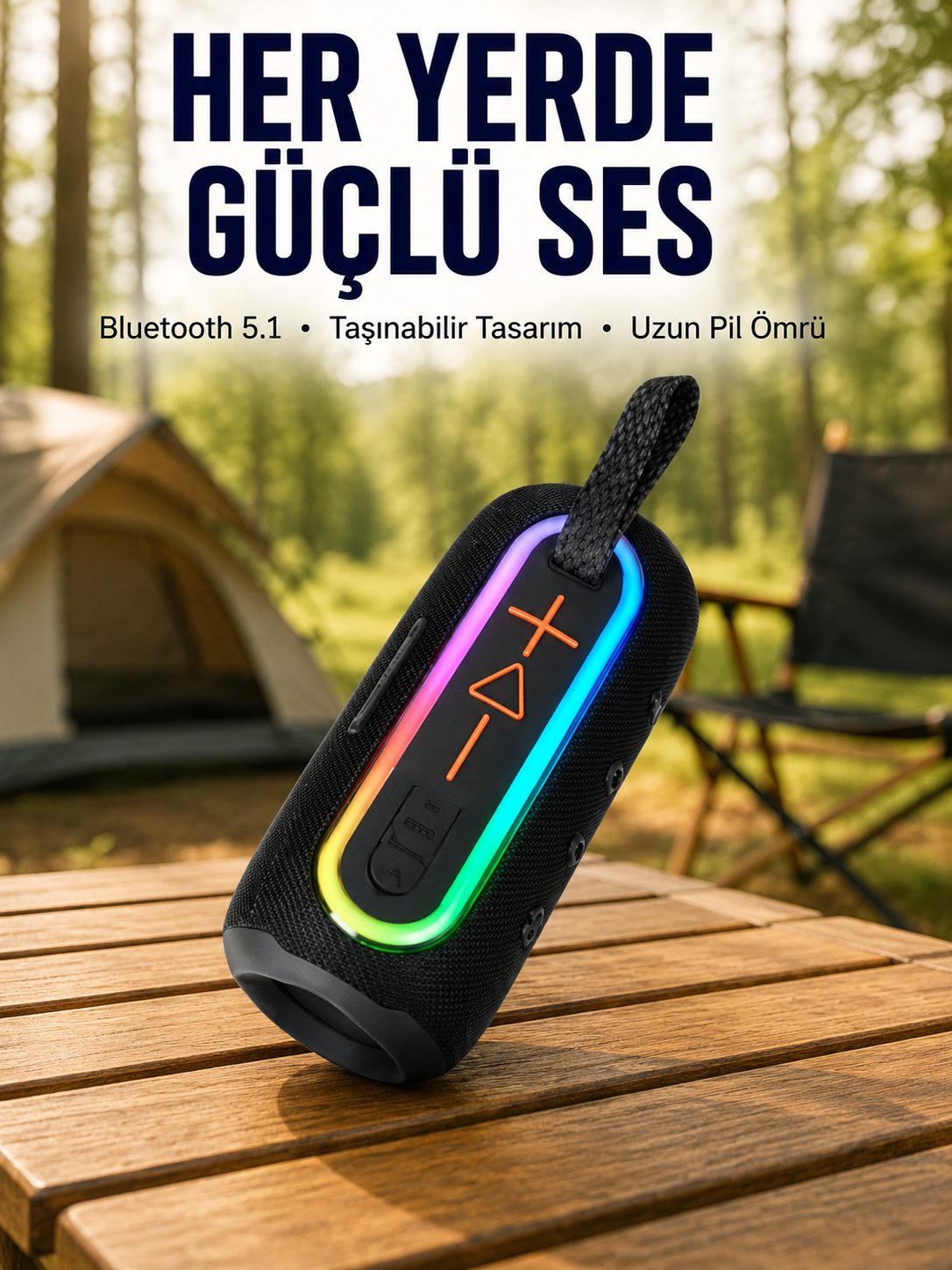 Renkli LED Işıklı Kablosuz Hoparlör IP67 Sertifikalı Yeni Nesil