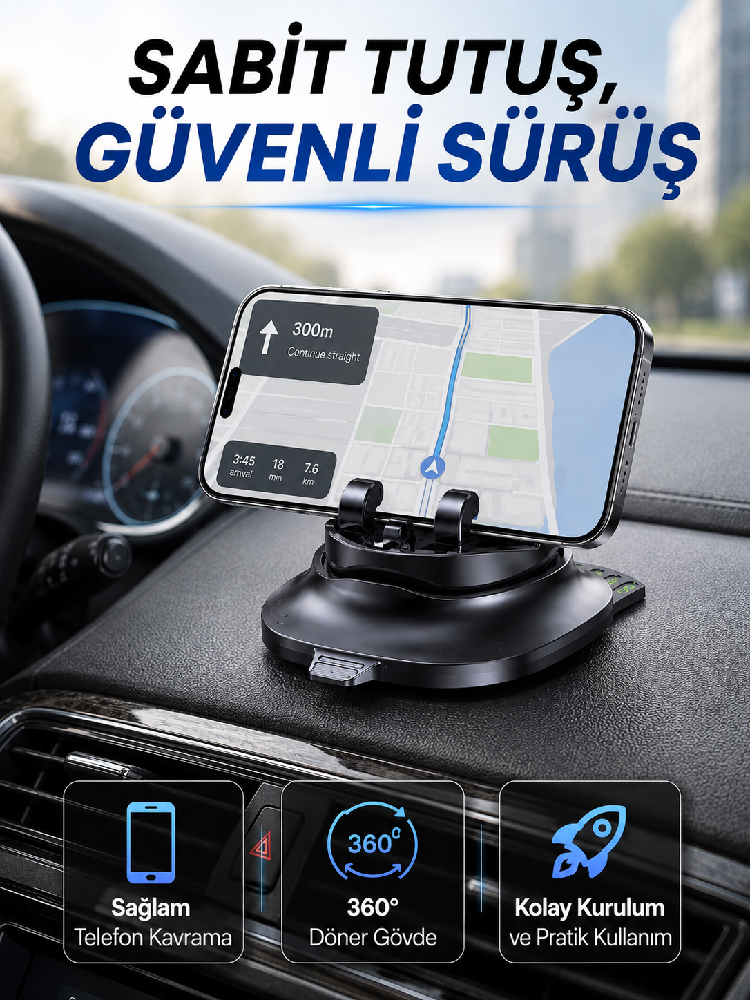 Katlanabilir Araç İçi Telefon Tutucu Gizli Numaratörlü Telefon Standı