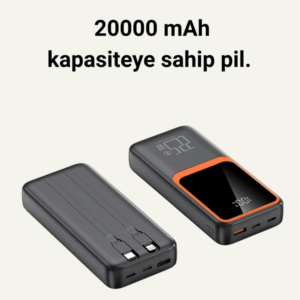 20000 mAh Taşınabilir Powerbank | Çok Kablolu, Hızlı Şarj Destekli (22.5W)
