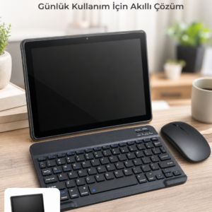 Android Tablet Bluetooth Klavye Mouse Seti SIM Kart Girişi Kablosuz Bağlantı ve Günlük Kullanıma Uygun