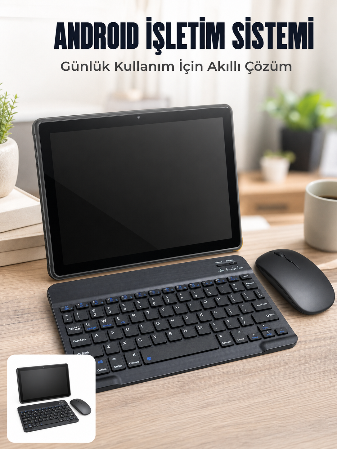 Android Tablet Bluetooth Klavye Mouse Seti SIM Kart Girişi Kablosuz Bağlantı ve Günlük Kullanıma Uygun