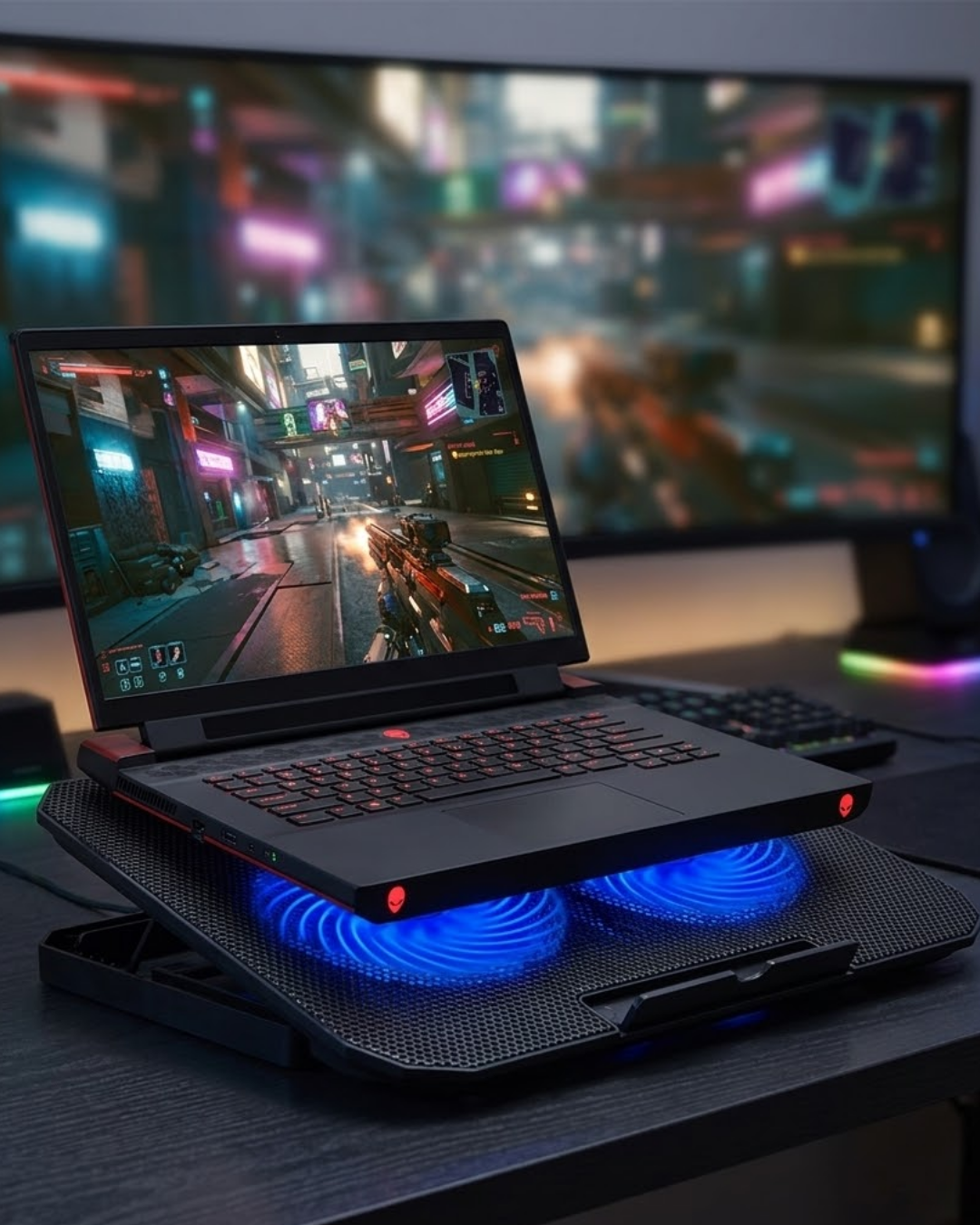 Laptop Soğutucu Stand Çift Fanlı 17 İnç Uyumlu Ayarlanabilir Notebook Altlığı