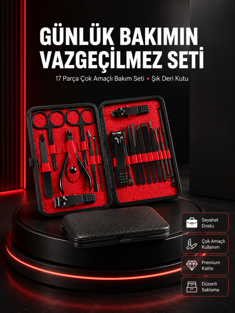 17 Parçalık Profesyonel Manikür Seti – Paslanmaz Çelik Yeni Nesil