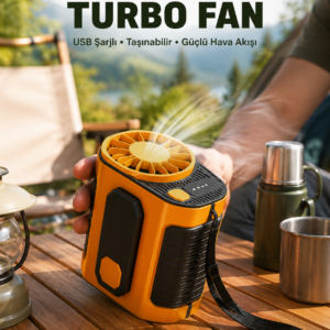 Taşınabilir USB Şarjlı Turbo Fan – 3 Modlu Soğutma, Hafif & Kompakt