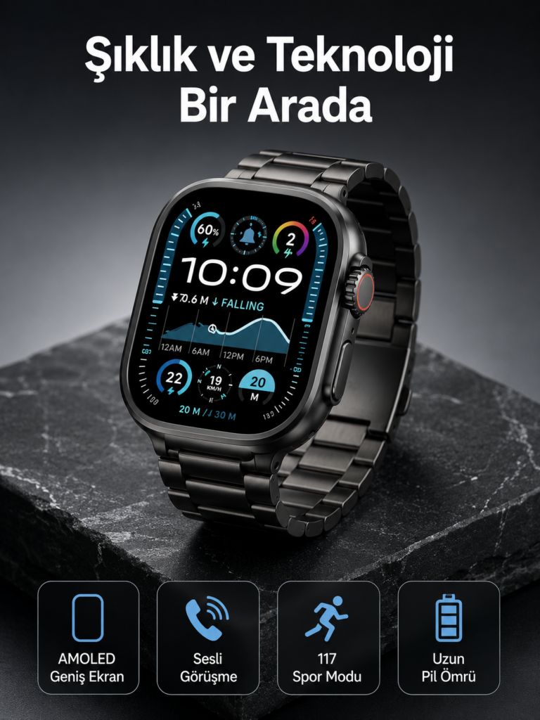 Akıllı Saat 3 Kordonlu Waterproof Adımsayar, Titreşim ve GPS Özelliği
