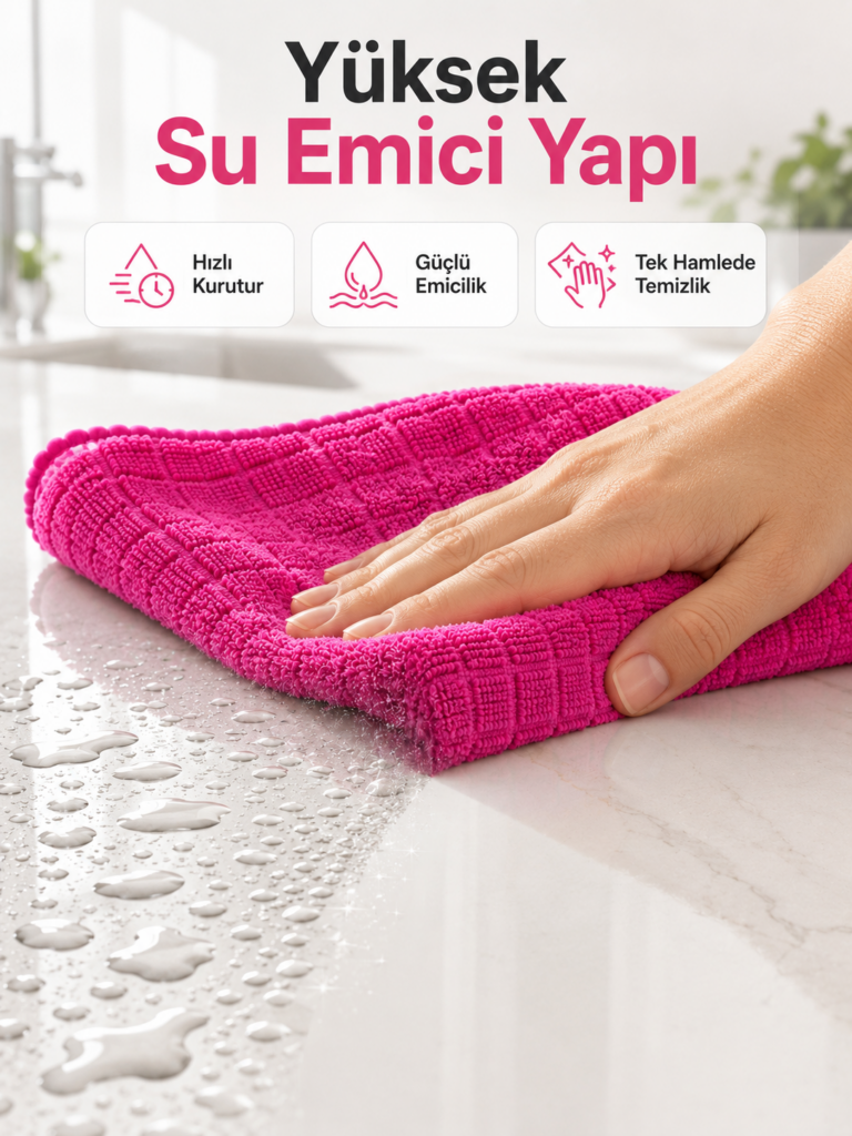 Mikrofiber Temizlik Bezi Cam, Ayna, Mobilya ve Tezgah İçin