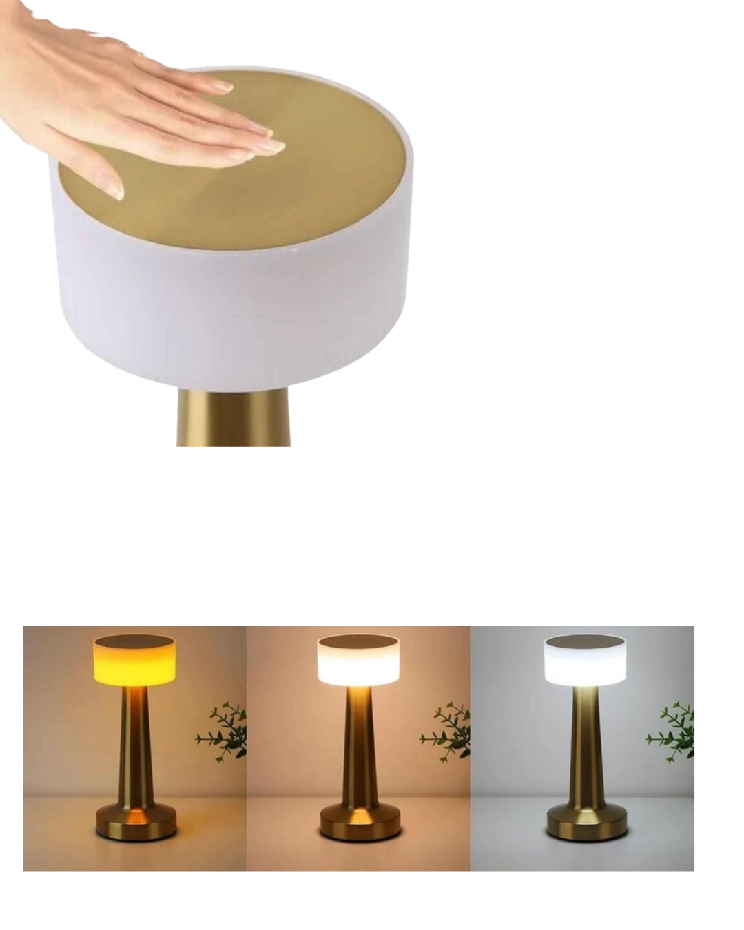 Gold Kare LED Masa Lambası Şarjlı Dimmer Kontrollü Dekoratif Işık