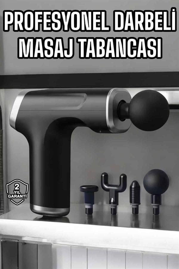 Masaj Tabancası 4 Başlıklı Kas ve Vücut Ağrıları İçin Şarjlı Darbeli