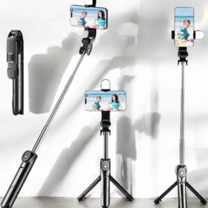 Tripod Kablosuz Bluetooth Bağlantılı Selfie Çubuğu 360 Derece Dönebilen