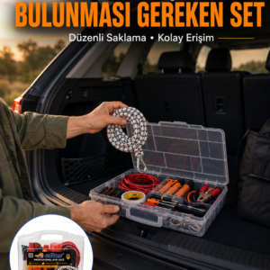 27 Parça Oto Güvenlik ve Bakım Seti Şeffaf Taşıma Kutulu Araç Ekipman Çantasız