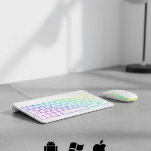 Türkçe Q Aydınlatmalı Klavye Mouse Seti Kablosuz Bluetooth Destekli