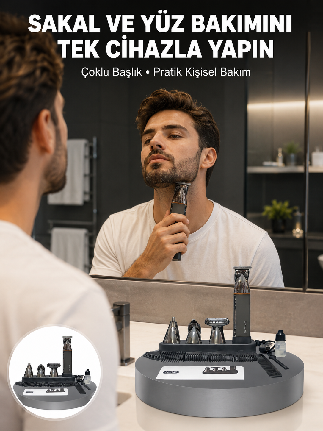 Çok Fonksiyonlu 9’u 1 Arada Tıraş Makinesi Şarjlı Saç Sakal Düzeltici Yeni Nesil