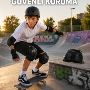 Çocuk Koruyucu Dizlik Dirseklik ve El Bilek Koruyucu Seti 2 Adet Siyah