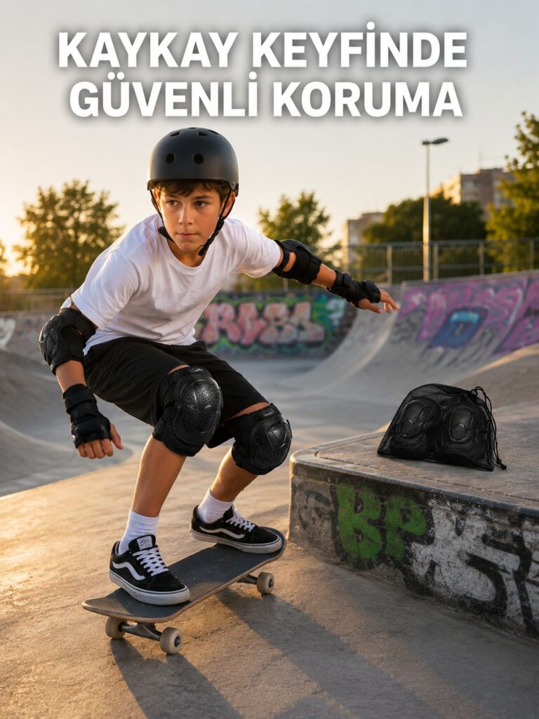 Çocuk Koruyucu Dizlik Dirseklik ve El Bilek Koruyucu Seti 2 Adet Siyah