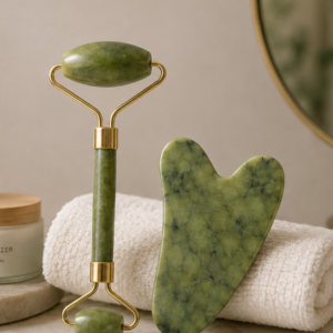 Jade Roller ve Gua Sha Taşı Yüz Bakım Masaj Seti