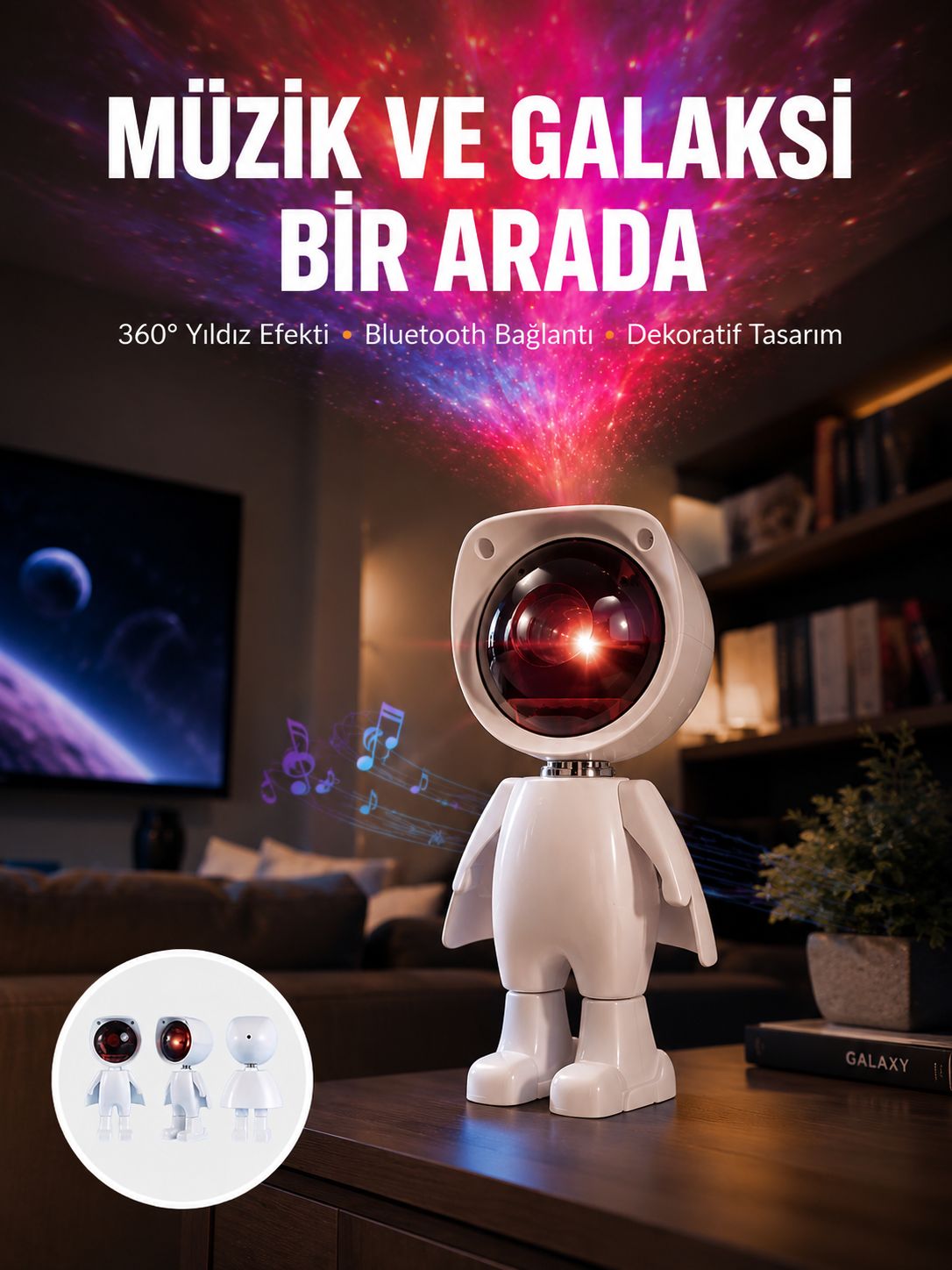 Gün Batımı Projektör Lamba Astronot Görünümlü Dekoratif Masa Lambası Yeni Nesil