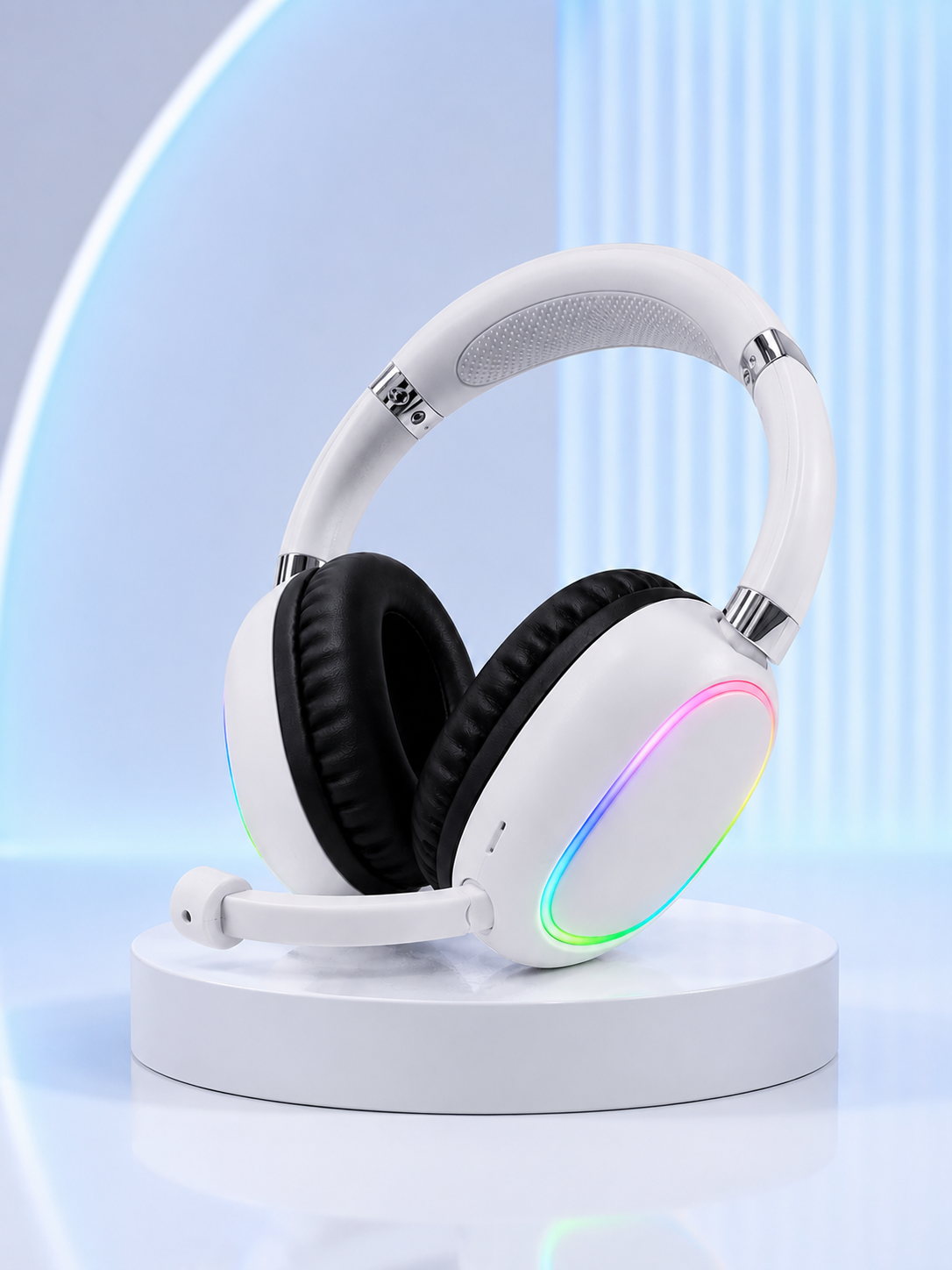 Beyaz Kablosuz Bluetooth Kulaklık Mikrofonlu Ergonomik Kulak Üstü Tasarım