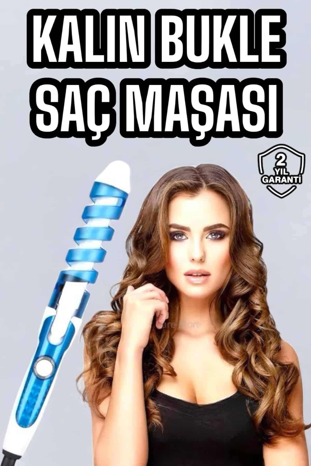 Spiralli Seramik Kaplamaya Sahip Profesynel Saç Maşası Kalın Bukleler