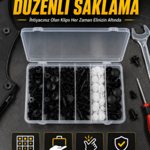 Profesyonel Oto Klips Tamir Seti 6 Farklı Model Plastik Sabitleme Pimi Organizer Kutulu