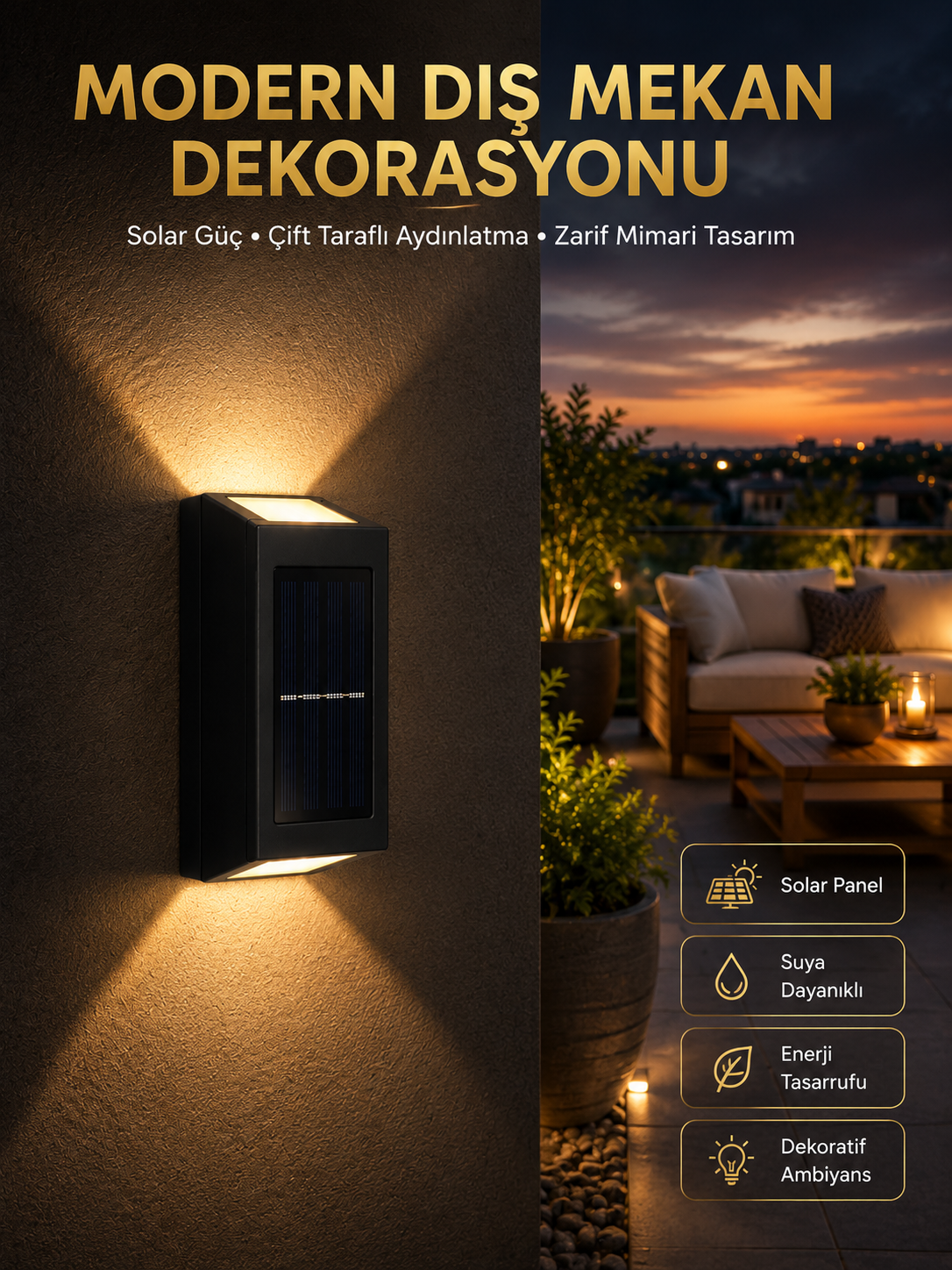 Dekorasyon Aplik Işık Güneş Enerjili Aydınlatma Dekoratif Aydınlatma