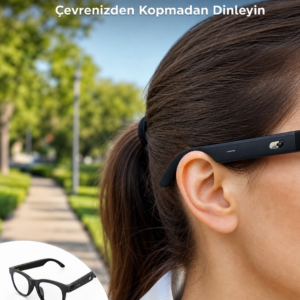 Yapay Zekâ Destekli Akıllı Bluetooth Gözlük Açık Kulak Ses Sistemi Günlük Kullanıma Uygun Hafif Tasarım