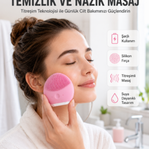 Hassas Ciltlere Özel Titreşimli Yüz Temizleme ve Masaj Aleti