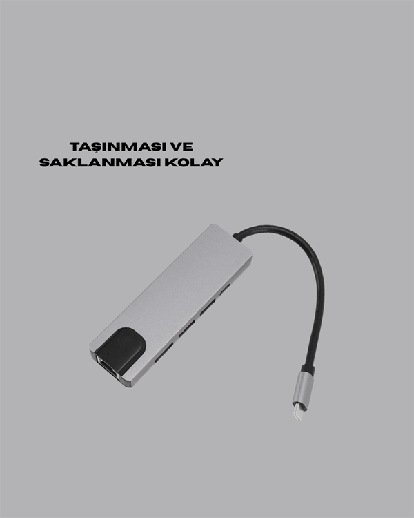 Alüminyum Gövdeli Type‑C HDMI & Ethernet Adaptör – Tak & Çalıştır