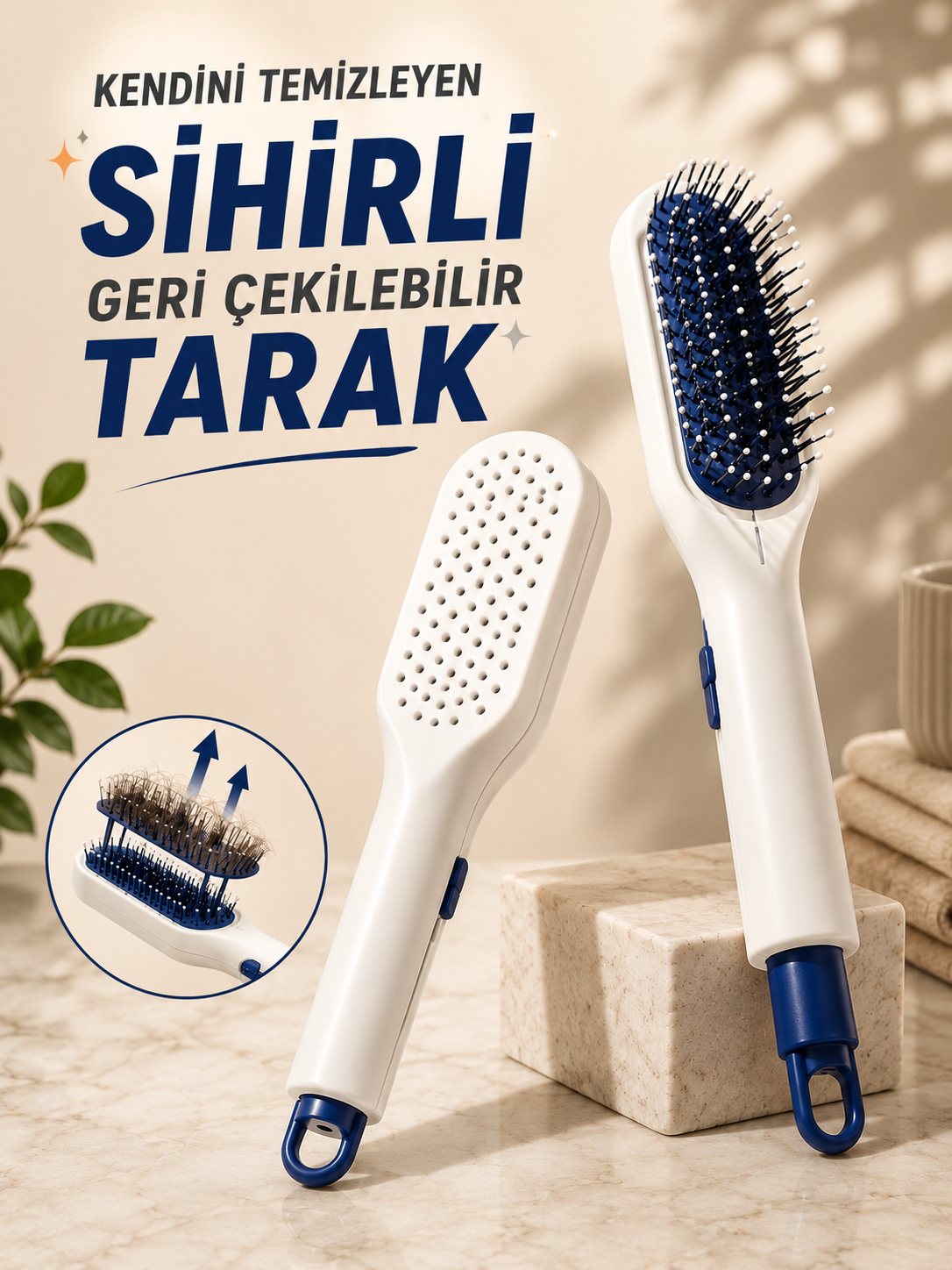KENDİNİ TEMİZLEYEN SİHİRLİ GERİ ÇEKİLEBİLİR TARAK