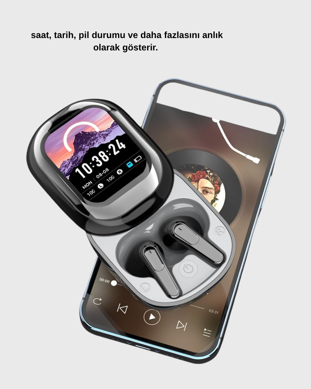 Bluetooth 5.4 Kulaklık – Gürültü Engelleme ve Akıllı Ekranlı Şarj Kutusu