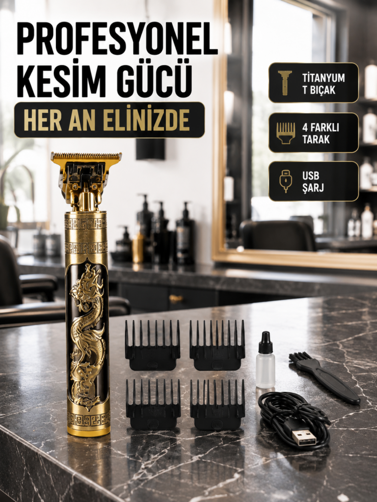 Şarjlı Titanyum Bıçaklı Saç Kesme Makinesi Yeni Nesil