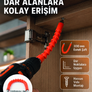 12 Parça Esnek Bits Uç Seti 300 mm Esnek Şaftlı Tornavida Uç Seti