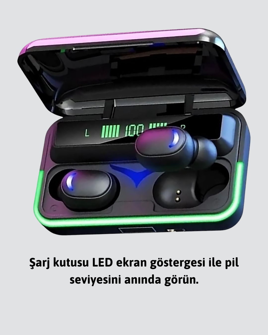 Bluetooth 5.1 Oyuncu Kulaklığı LED Ekranlı Powerbank Kulaklık