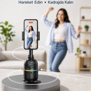 Yapay Zeka Destekli Yüz Takip Özellikli 360 Derece Dönen Masaüstü Telefon Sabitleyici Yeni Nesil