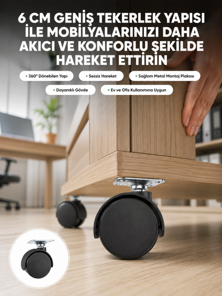 Kilitsiz 6 cm Tekerlek Ayak Tek Adet