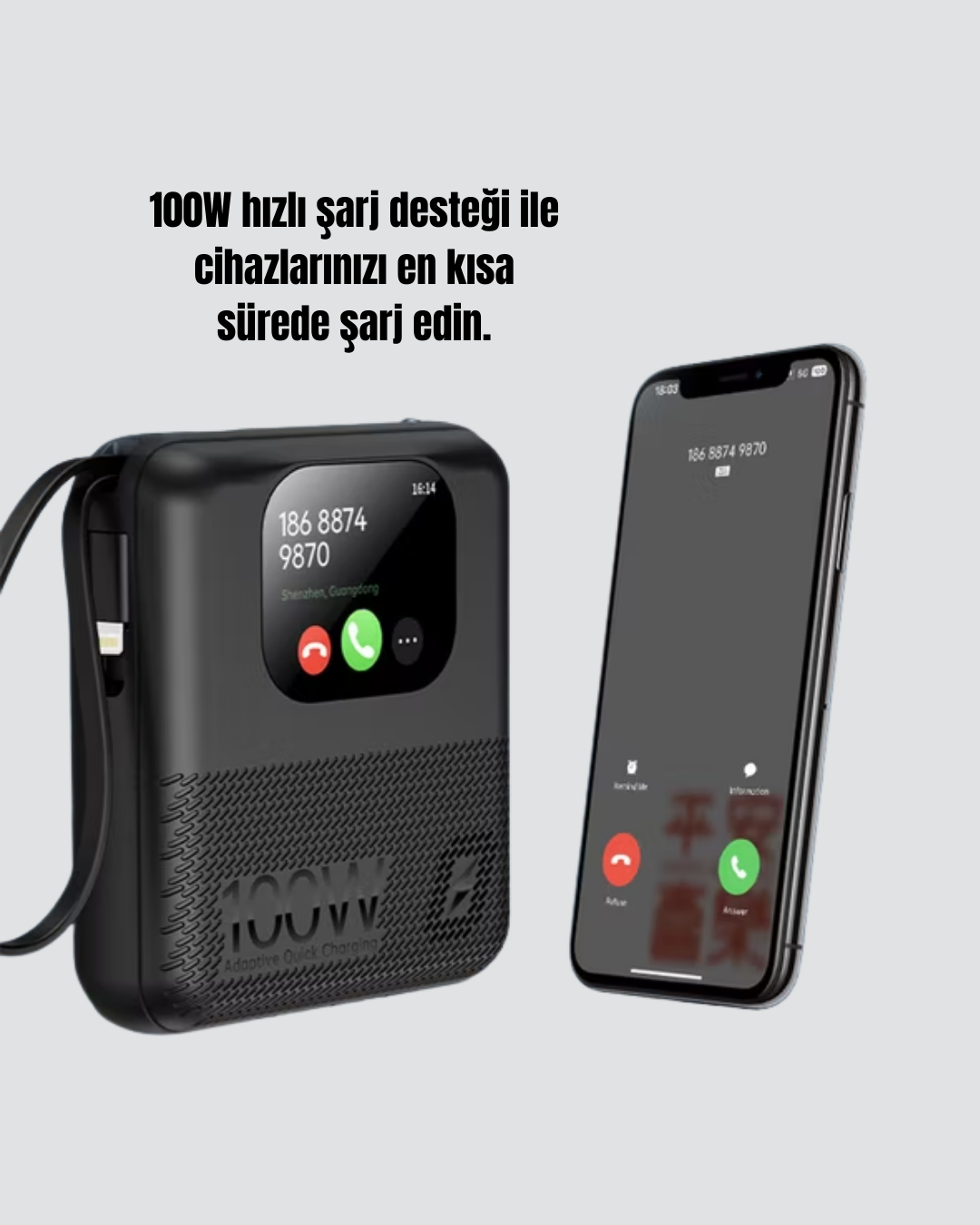 Çoklu Cihaz Destekli 10000 mAh Powerbank Akıllı Ekranlı Taşınabilir Şarj Aleti