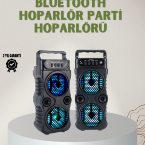 1200 mAh Şarjlı LED Işıklı Bluetooth Hoparlör – FM Radyolu, Hafıza Kart Destekli