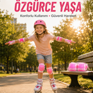 Pembe Çocuk Kaykay Paten Scooter Bisiklet Koruyucu Dizlik