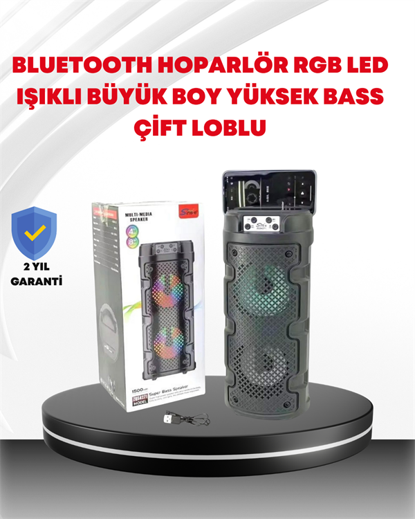 Bluetooth'lu Taşınabilir Kablosuz Hoparlör – Çift Sürücülü Güçlü Ses, USB/SD/AUX Destekli Müzik Sistemi