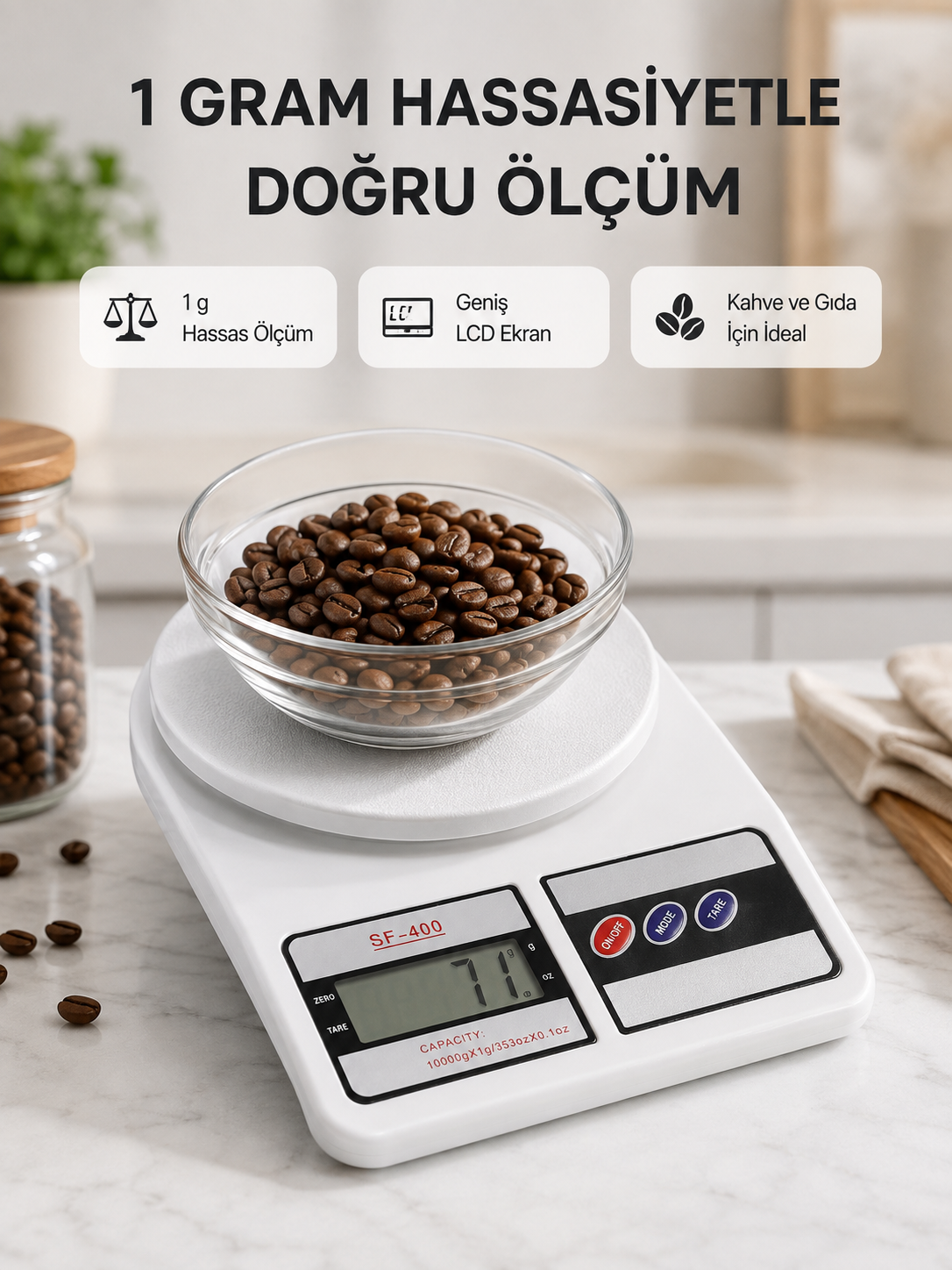 LCD Ekranlı Hassas Dijital Mutfak Terazisi – 5kg Kapasite, 1g Hassasiyet Yeni Nesil