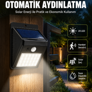 Hareket Algılamalı Solar LED Güvenlik Lambası Yeni Nesil