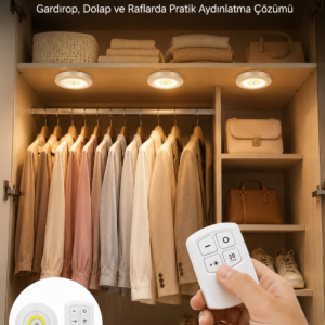 Led Lamba 3'lü Uzaktan Kumandalı Yapışkanlı Beyaz Işık (Kopya)
