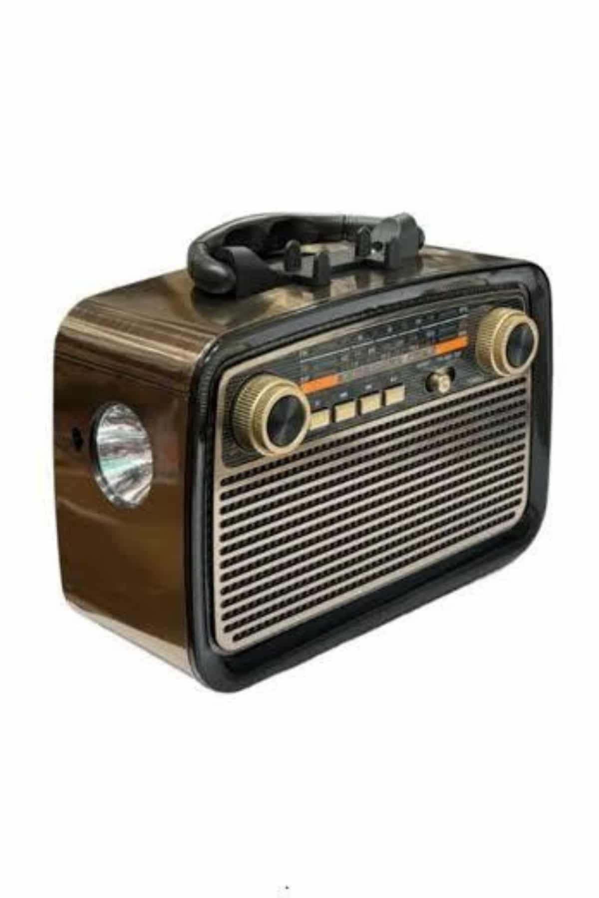 Nostalji Radyo Bluetooth Hoparlör USB-SD Kart Giriş Led Fener Işıklı Bataryalı Pilli Yeni Nesil