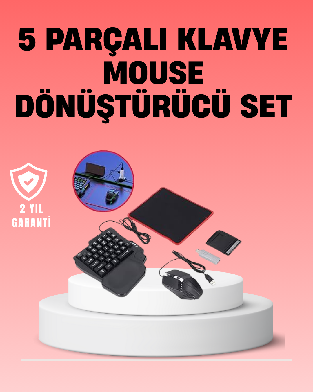 Mobil Oyuncu Aksesuar Seti | Kablosuz Düşük Gecikmeli Klavye & Mouse