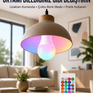 Ambiyans Aydınlatma RGB Led Lamba Kumandalı Renk Değiştirebilen