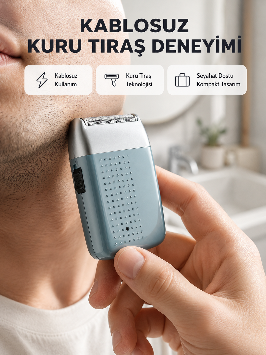 Şarjlı Kuru Kullanım Tıraş Makinesi – Kablosuz, Taşınabilir