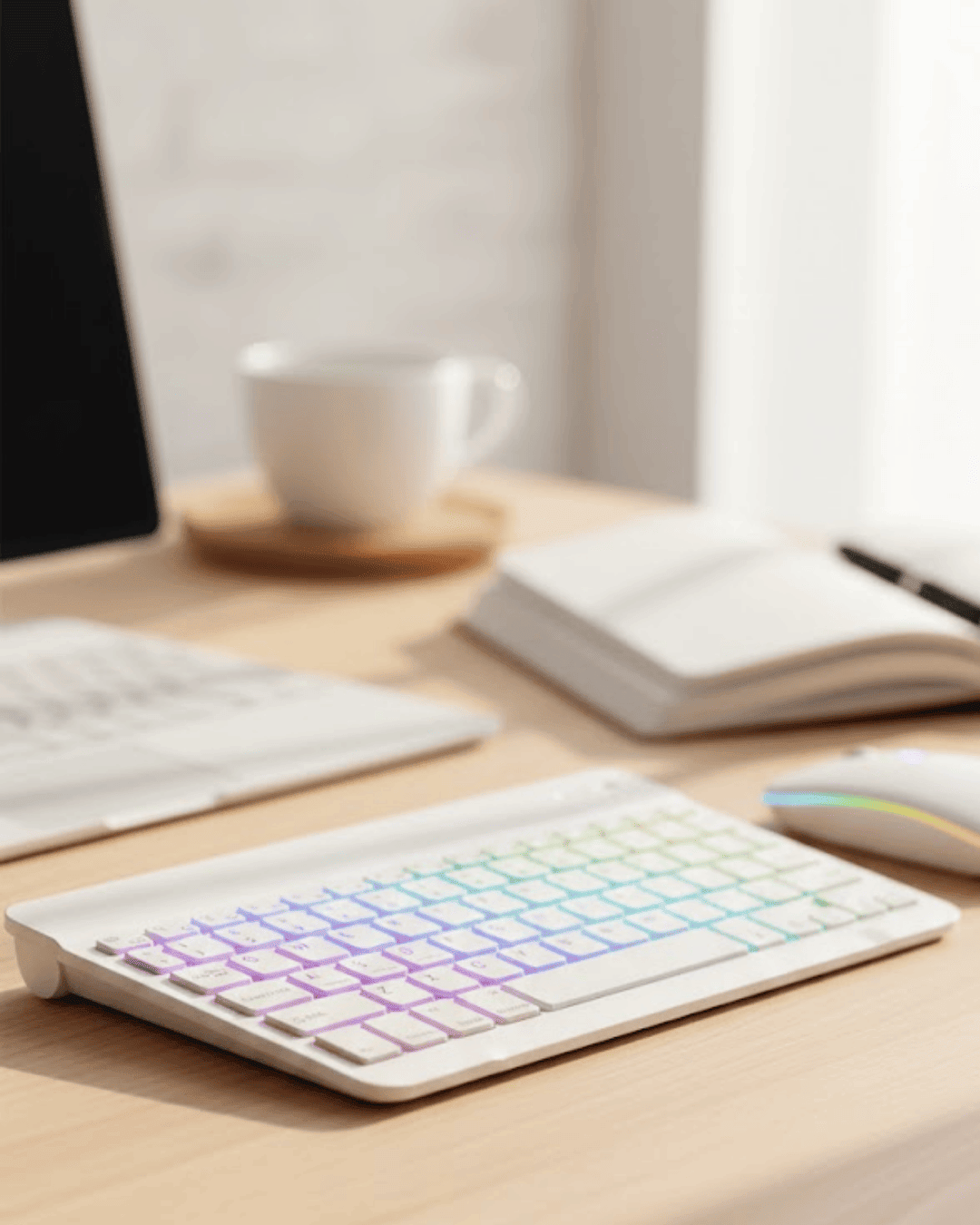 Çoklu Cihaz Uyumlu Kablosuz Klavye Mouse Seti Aydınlatmalı