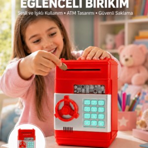 Kırmızı ATM Kasa Tipi Para Biriktirme Kumbarası