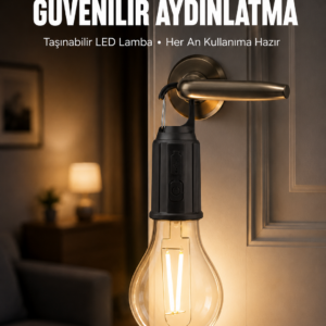 Şarjlı Aydınlatma Ampul Tasarımlı Ambians Işık Askılı Kamp Lambası
